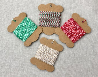 Spago da fornaio natalizio - Cotone rosso, verde, oro e bianco (10 m)