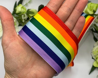 Extra Wide Rainbow Ribbon, LGBTQ Pride Decor, 60mm