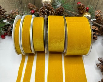 5 metres Gold velvet ribbon for Christmas, weddings, flowers and decorations, Berisfords premium quality, 5 widths narrow to wide