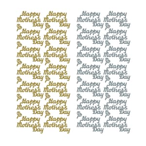Afpelbare Moederdagstickers, goud of zilver Happy Mother's Day plakkerige kaartversiering, Mothering Sunday-kaart