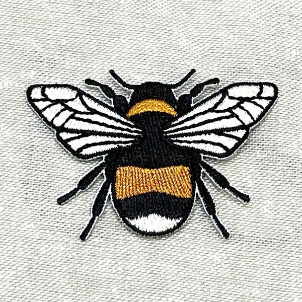 Bumble Bee patch, embroidered insect badge, iron on jackets, jeans, caps, home decor - 2 inch x 1.5 inch