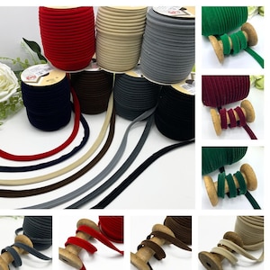 Flanged 10mm velvet piping cord, 3mm cord 7mm insertion tape for cushions, bags and home decor seams, premium quality velvet in 7 colours image 1