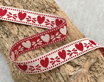2 meters long non-wired wedding engagement 15 mm wide Red heart ribbon