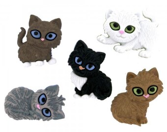 Cat Face Cat Buttons Cute Kitty Craft Embellishment Supply Unique Sewing Fasteners Grab Bag Kitten Buttons Flatback Wooden Buttons