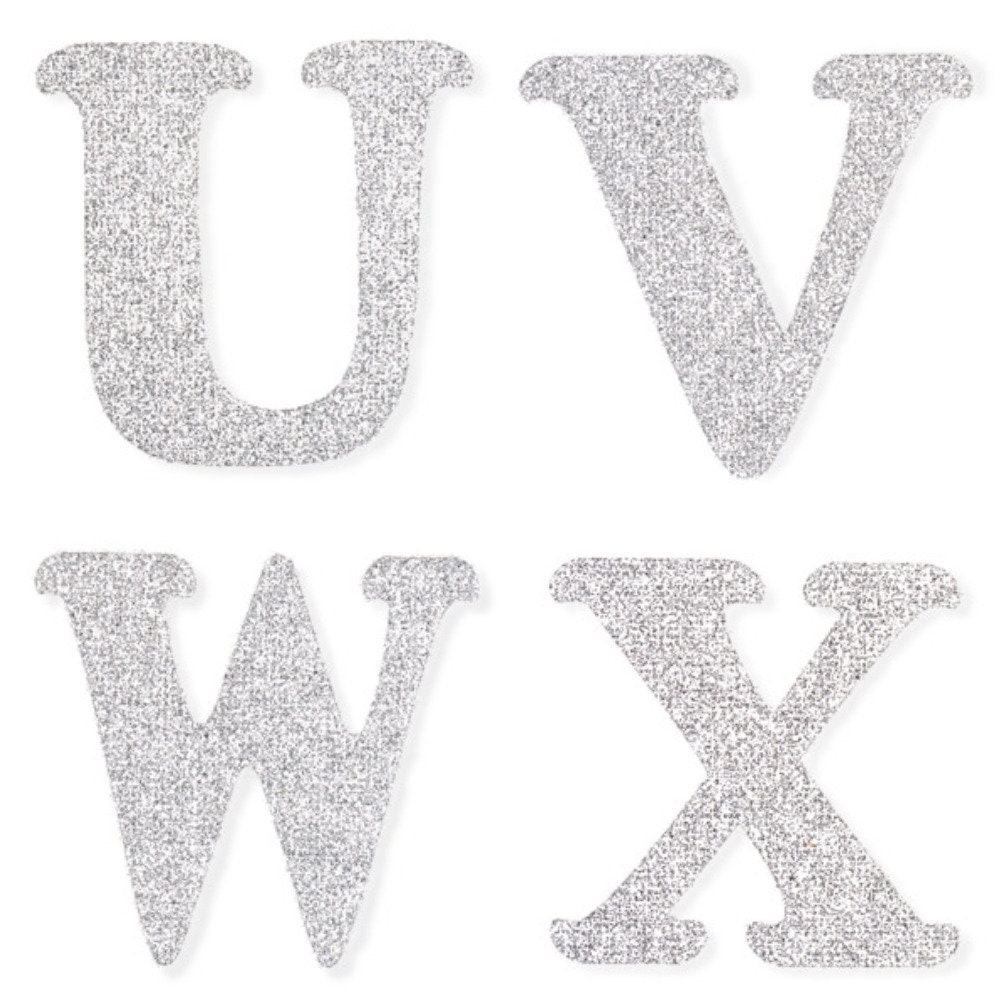 15mm Bold Silver Glitter Self Adhesive Alphabet Letters Craft Embellisment Ac01