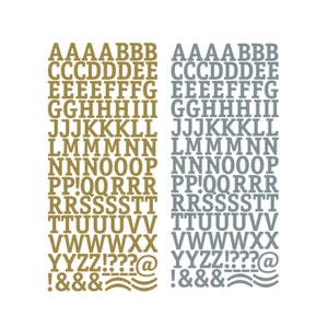 Adesivos removíveis com letras maiúsculas, alfabeto dourado ou prateado e pontuação removíveis para cartões, álbuns de recortes e papelaria