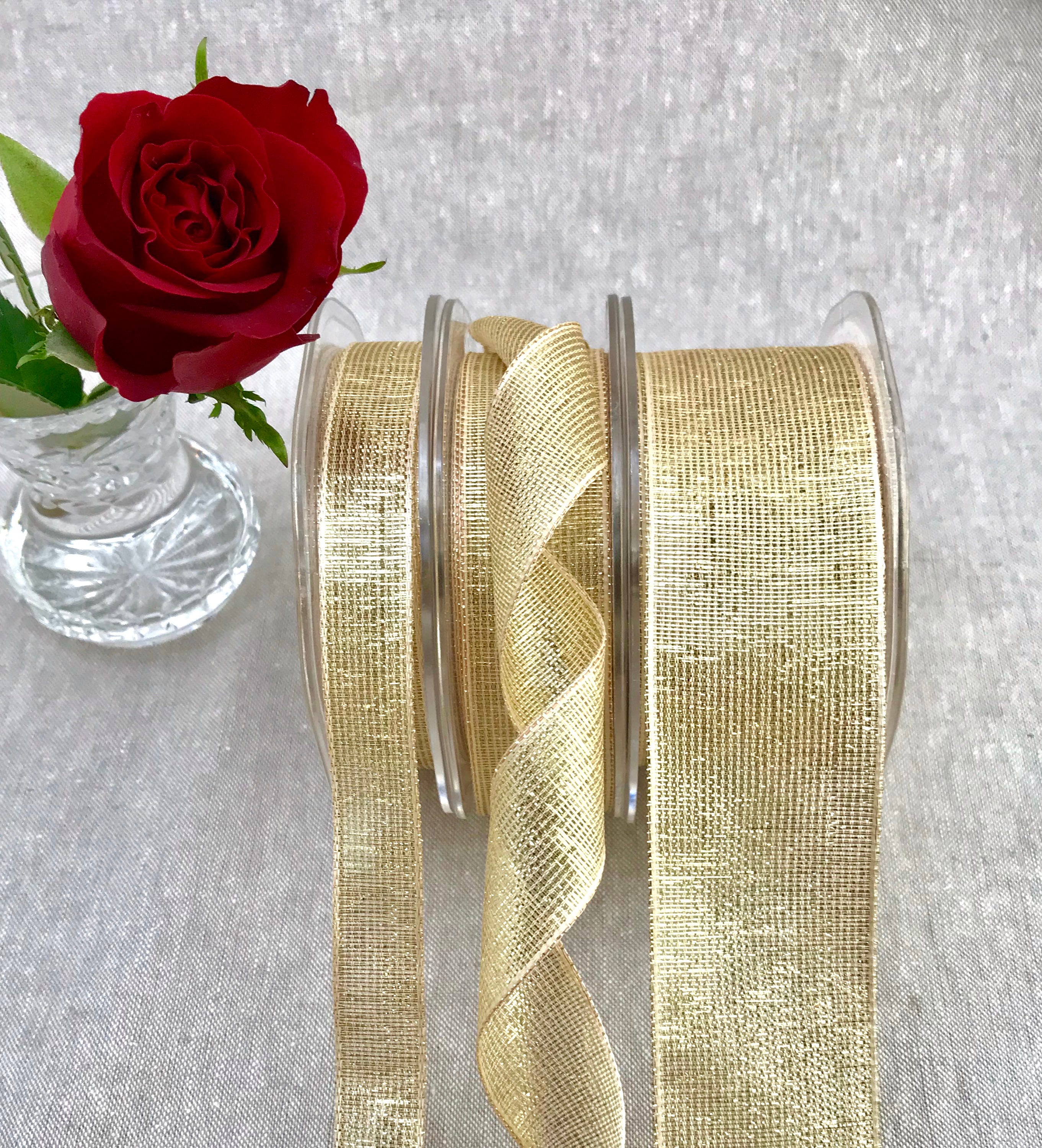 Champagne Gold Wired Ribbon Metallic Mesh Lame 1 1/2 Etsy