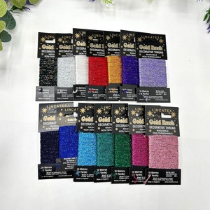 Lincatex Decorative Glitter Thread, 10 metre skein in 14 colours for personalising sewing and knitting projects