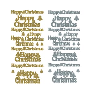Pegatinas de Feliz Navidad, adornos despegables de papel dorado y plateado para tarjetas navideñas, regalos y artículos de papelería hechos a mano.
