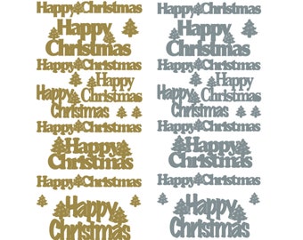 Happy Christmas stickers, peel off foiled gold and silver embellishment for handmade Christmas cards, gifts and stationery