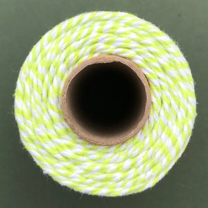 10m Length Bakers Twine, packaging string, eco friendly coloured cord for Christmas gift wrapping Spring Green/White
