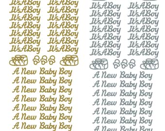 It's a Boy Stickers, Gold or Silver, Baby Shower Card Embellishments