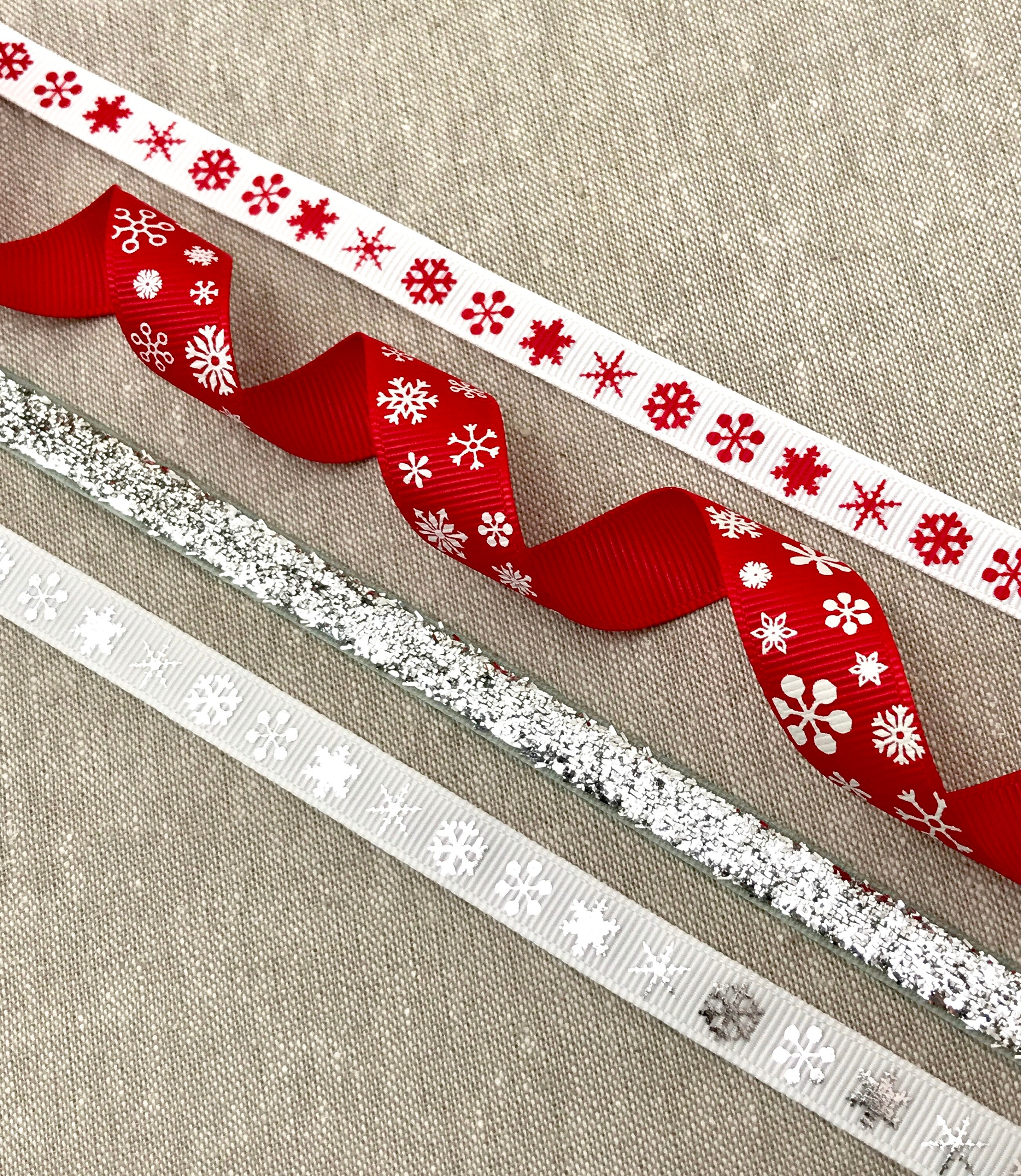 Snowflake Ribbon Metallic Silver Snowflake Trim Red and Etsy