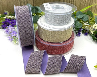40mm lurex waistband and cuff elastic, lightweight in purple pink gold and silver