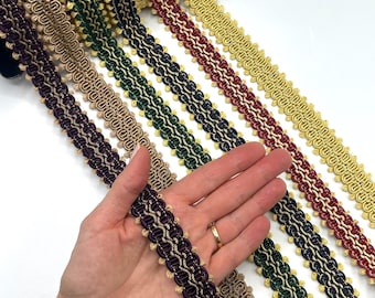 Flat Scroll Gimp Braid, 1 inch, Two Tone Upholstery Trim