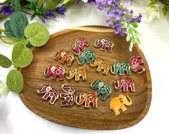 Bollywood Elephant buttons, brightly coloured sew on embellishment, shank loop fitting - 5 colours - SOLD INDIVIDUALLY