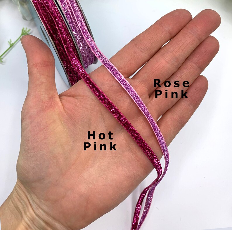 5mm Metallic velvet glitter ribbon for gift wrapping and sewing embellishment image 6