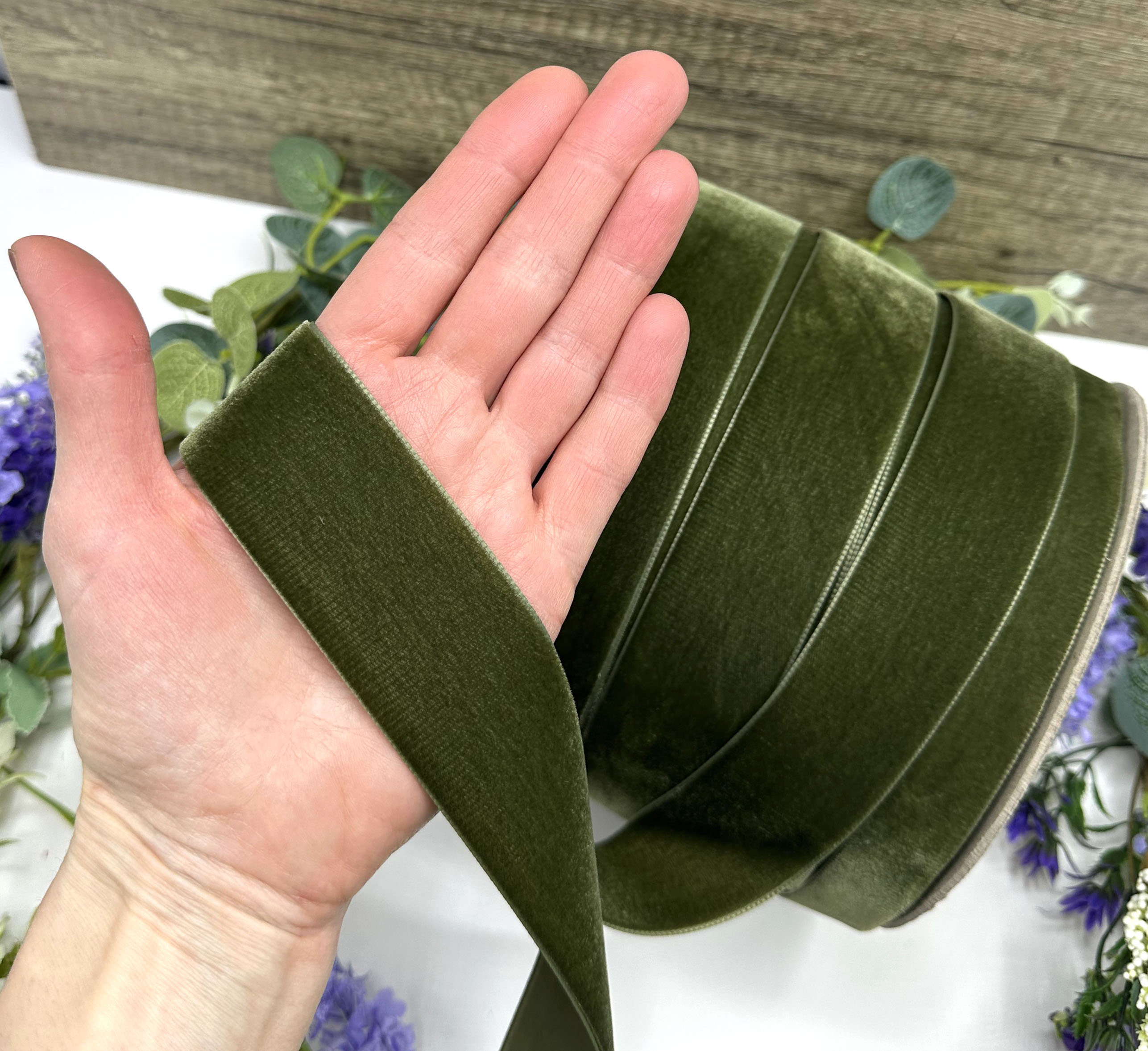 Dark Olive Green Velvet Ribbon, Berisfords Brand, Wedding Decor - Etsy