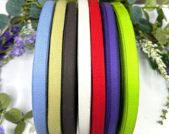 10mm Cotton Herringbone Twill Tape, 3/8 inch Lightweight bunting tape, apron ties