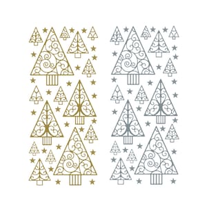 Pegatinas despegables de árbol de Navidad en dorado o plateado, adornos metálicos de estrellas navideñas para álbumes de recortes y tarjetas.