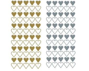 60 x pegatinas de corazón - oro o plata - pegatinas artesanales frustradas - adorno de boda - corazón de amor - pegatinas metálicas - 12110