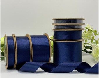 Navy Blue Satin Edged Organza Sheer Ribbon - Cut Lengths or Full Reel