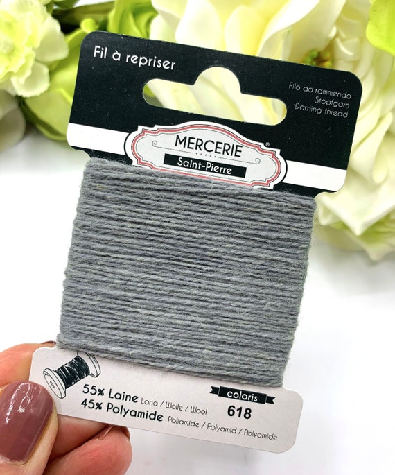 Grey Darning Wool, Mending Thread for Knitwear, Socks and Accessories, 15m  Visible Mending Thread in a Range of Grays Wool/polyamide 