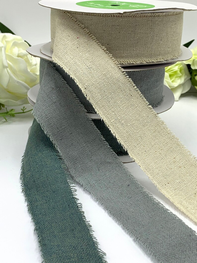 1.5 frayed edge ribbon natural cotton linen trim Etsy