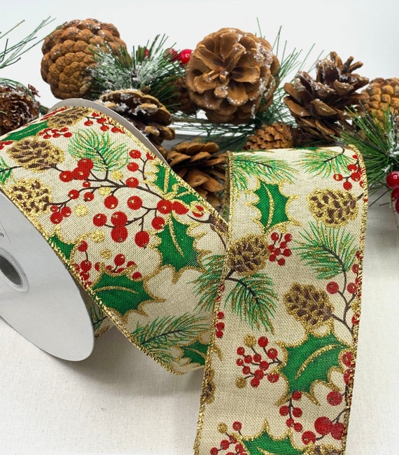 5m 25mm Rojo Navidad cinta de grogrén con Manopla Guante de impresión en 1m 10m 25m