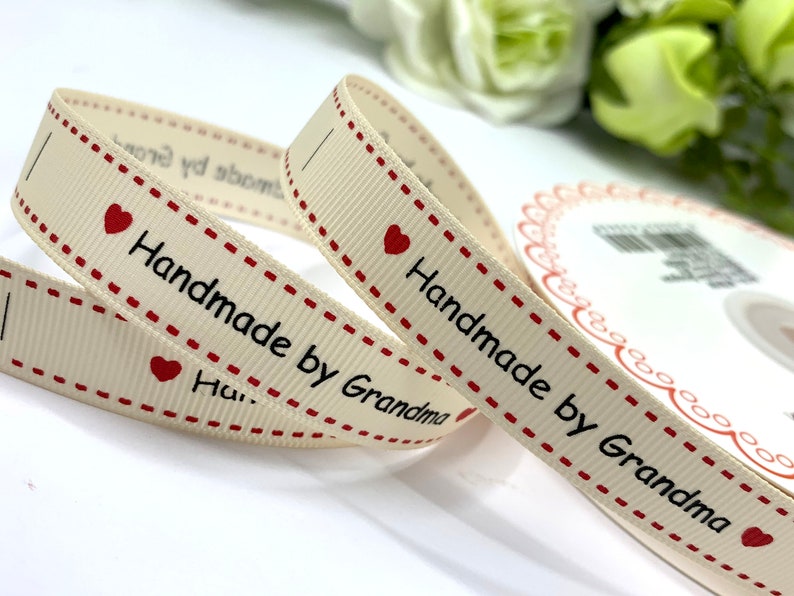 Sew in Label Handmade by Grandma Cream Grosgrain 10 Fabric Etsy UK
