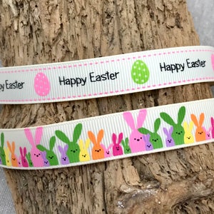 Osterbänder, fröhliche Ostereier und leuchtende Hasen, 5/8-Zoll-Ripsband in 1 m 3 m 5 m-Schritten, Osterbastelei, Karten, Mützen und Kränze