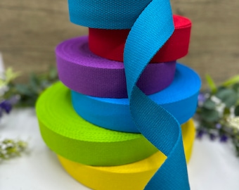 1.5 inch Heavy Cotton Webbing, Bag Straps, Bright Colors