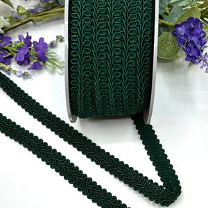 Bottle Green upholstery trim, 15mm / 5/8" dark green scrolled gimp braid trim for furniture and home decor - 1m 3m 5m