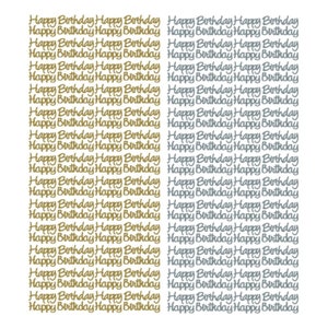 Feuille d'autocollants joyeux anniversaire - Stickers déjoués dorés ou argentés pour cartes d'anniversaire faites main et articles de papeterie - 52 par feuille