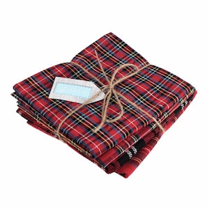 Christmas plaid  fabric / tartan fat quarters, 4 red and green festive fabrics for sewing, stockings and decorations