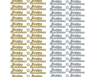 Peel Off Happy Christmas Stickers - Gold or Silver - Foiled Stick On Christmas Embellishment - Metallic Stickers - Christmas Papercrafts 05