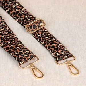 Leopard Ersatz taschengurt, verstellbarer Schultergurt 80-135 cm lang, 4 cm breit, gold drehbare Clips Hardware - gewebt