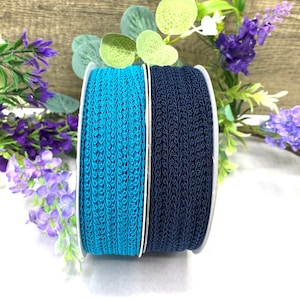 Galon gansé à volutes bleu 1/4 pouce, garniture de rembourrage légère et étroite pour maisons de poupée, couture et décoration intérieure - Turquoise et bleu marine