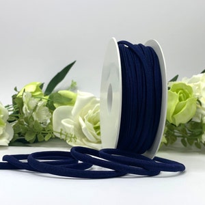 Dark Blue spaghetti elastic for swimwear, 5mm round elastic for bikini straps and ties, lingerie, hair bands, face masks