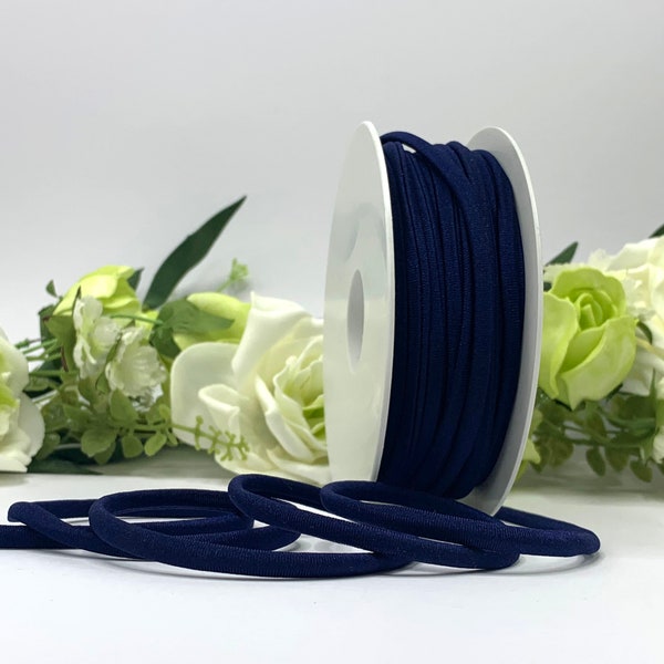 Elastique spaghetti bleu foncé pour maillots de bain, élastique rond 5 mm pour bretelles de bikini et cravates, lingerie, bandeaux, masques faciaux