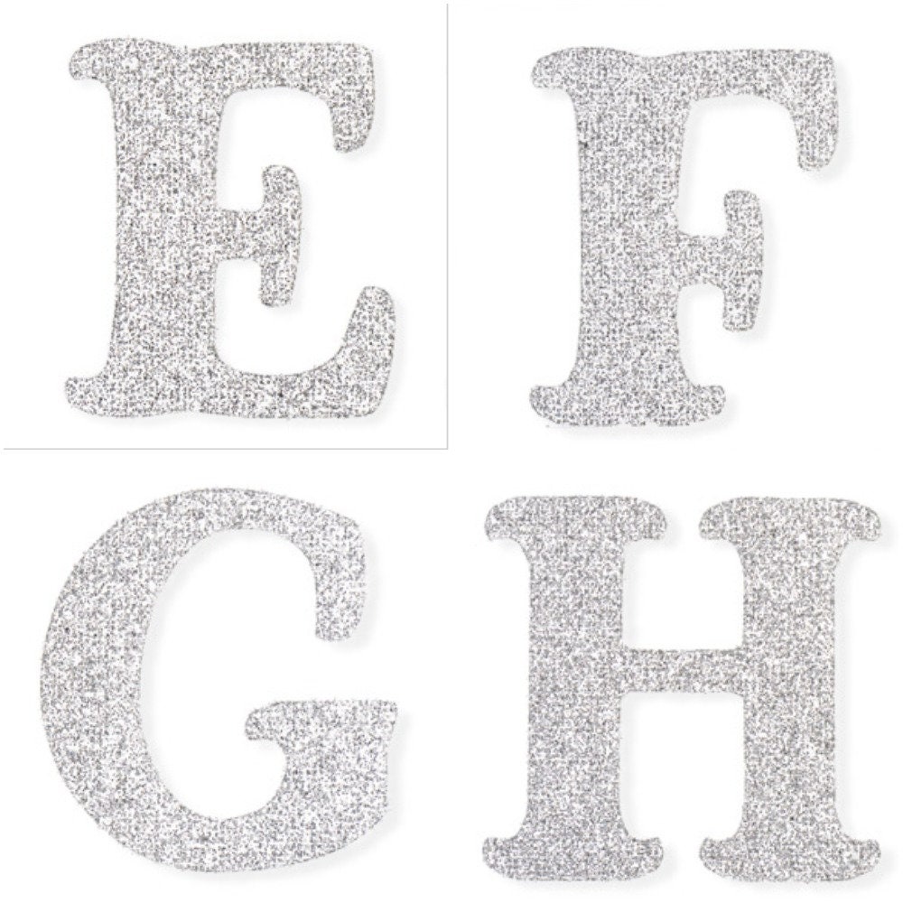 Alphabet Letters Rhinestone Stickers, 1-Inch, 50-Count, Silver