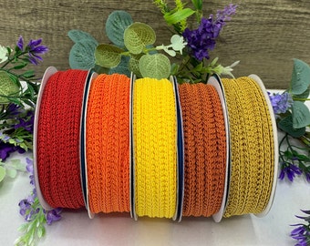 6mm feather gimp braid for sewing, dollhouses and decor - red yellow orange