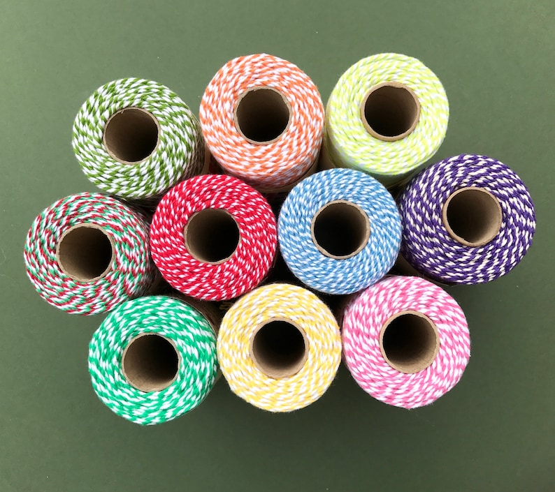 10m Length Bakers Twine, packaging string, eco friendly coloured cord for Christmas gift wrapping image 1