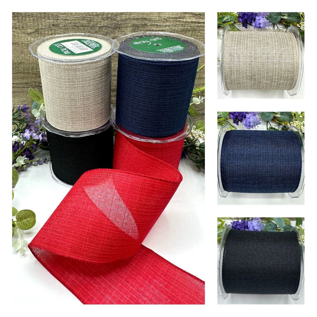 Faux Linen Wired Edge Ribbon, 4-inch, Floral Bouquet Trim - Etsy