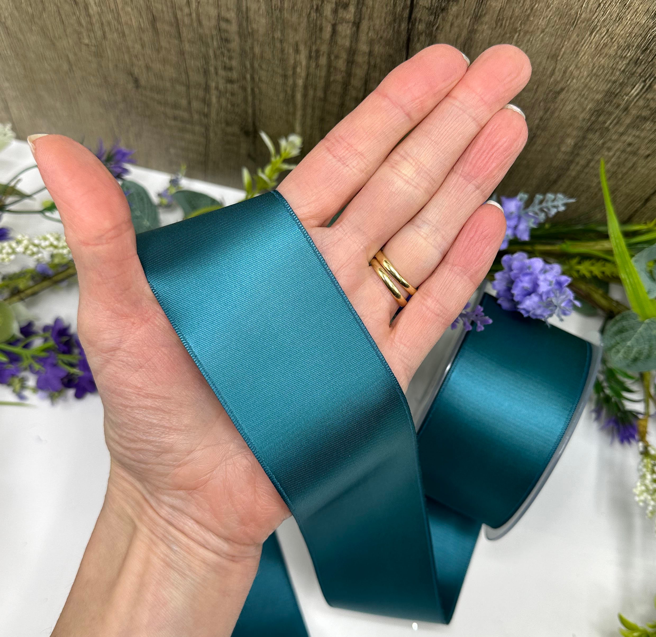 Teal Blue Double Satin Ribbon in 7 Widths - 1 to 10 Metres - Etsy