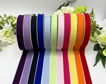 3/4" Stretch cotton bias tape, assorted solid colours, 18mm single fold bias binding, elastic bias tape - 1m 3m 5m increments