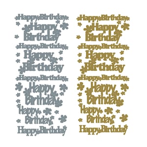 Pegatinas de feliz cumpleaños, adornos despegables de papel dorado y plateado para tarjetas de felicitación, regalos y artículos de papelería hechos a mano