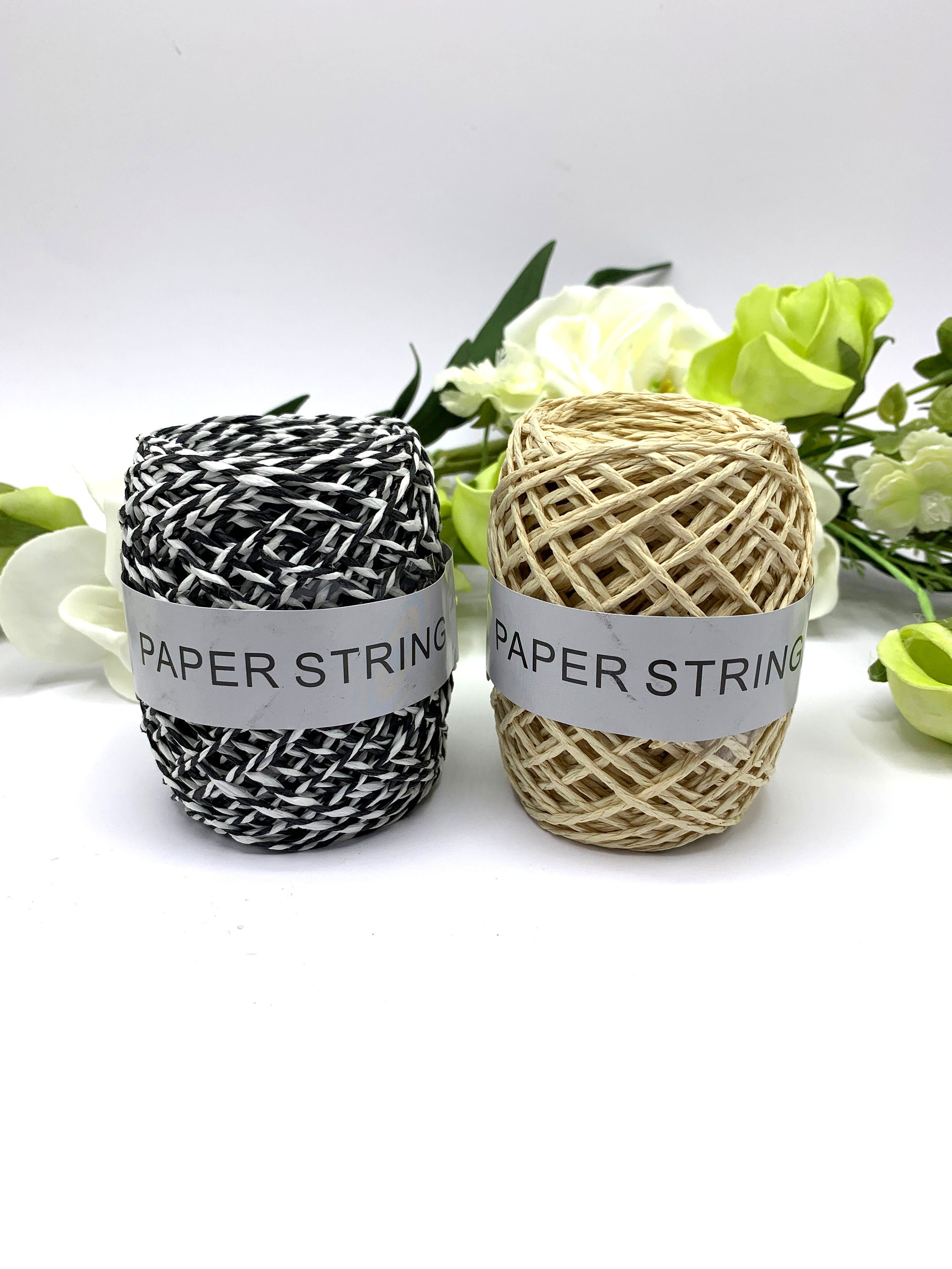 Black and White Paper Twine, 50 Meters