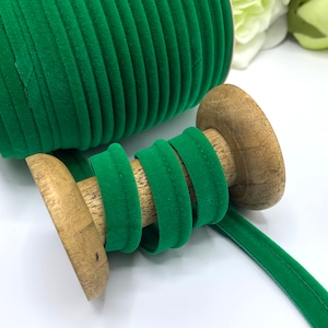 Flanged 10mm velvet piping cord, 3mm cord 7mm insertion tape for cushions, bags and home decor seams, premium quality velvet in 7 colours Emerald Green