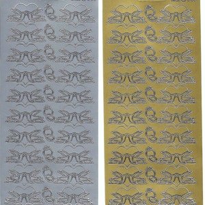 Stickers mariage - Bague en or ou en argent avec des colombes pour une papeterie de mariage faite main